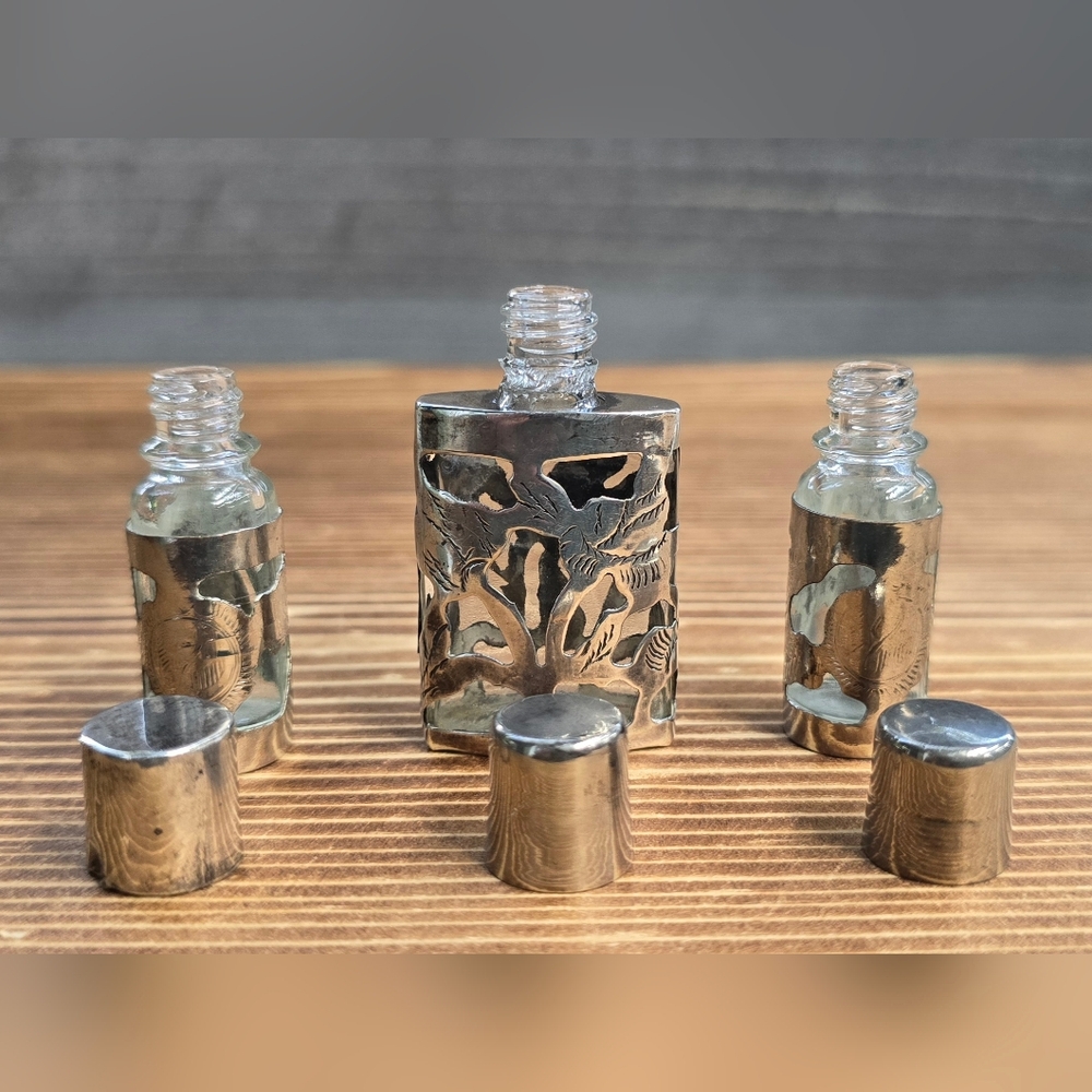 Vintage Scent Bottles Silver Sleeves (3)